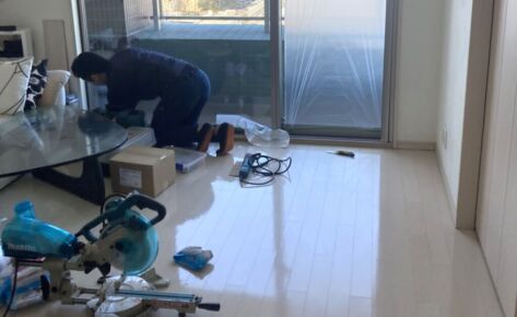 江東区有明マンション、フローリング施工事例　ホワイトアッシュ